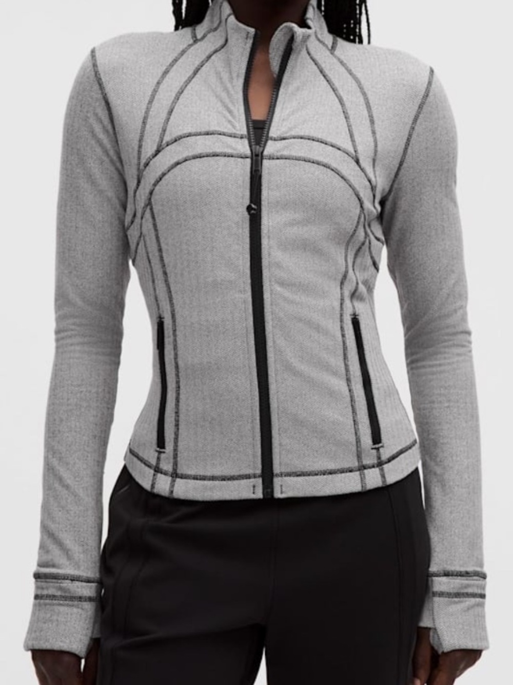 Lululemon Define Cropped Jacket Herringbone Heathered Herringbone Heathered Blac